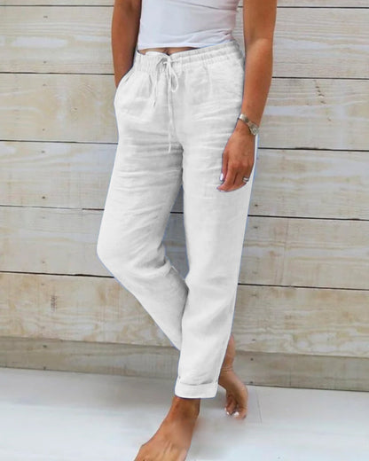 Liliana™ | Stretch cotton and linen trousers