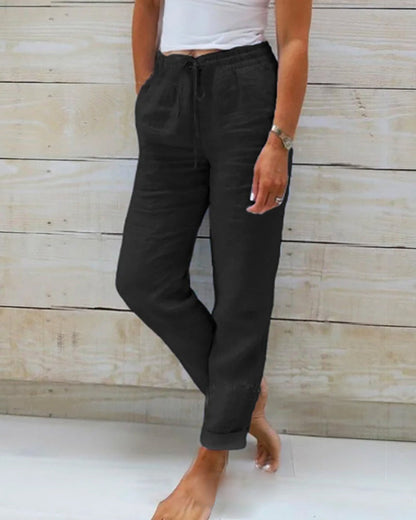 Liliana™ | Stretch cotton and linen trousers