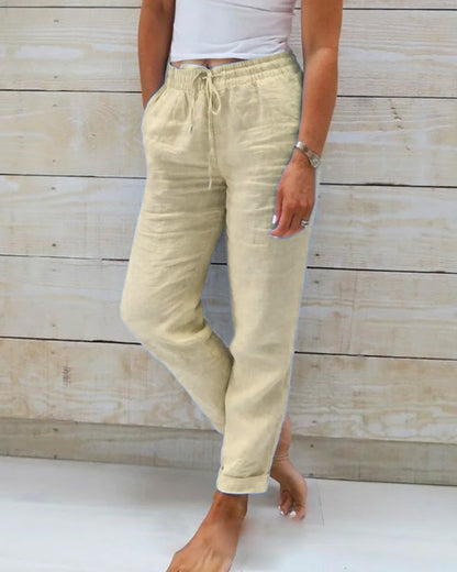 Liliana™ | Stretch cotton and linen trousers