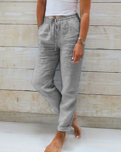 Liliana™ | Stretch cotton and linen trousers