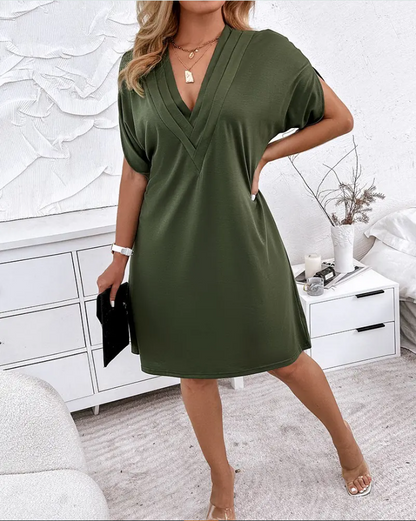 Selia™ | Elegant V-neck Dress