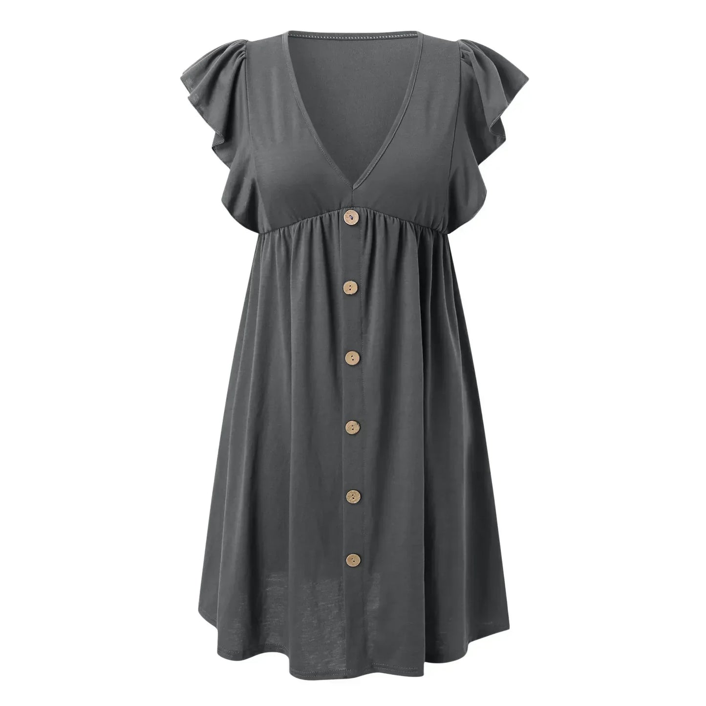 Nerea™ | Vestido Camisero con Escote en Pico