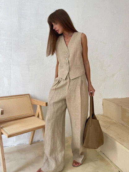 Nena™ | Cotton Vest and Pants - Two Piece Set