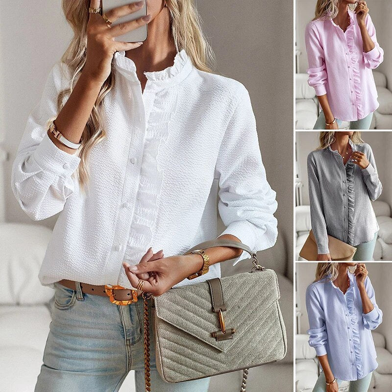 Johanne Casual Shirt Ruffle Detail